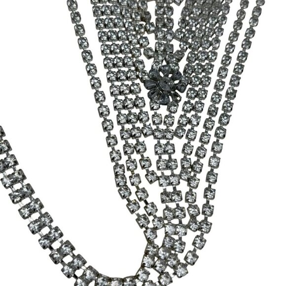 Vintage 90s Crystal Rhinestone Body Chain Belt Thong Adjustable Chain Closure - Picture 9 of 10